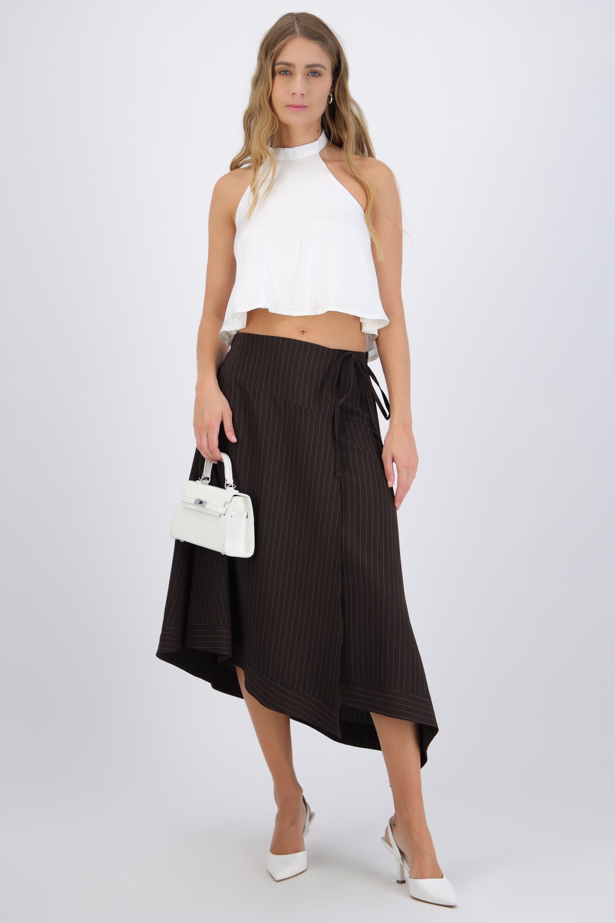 Falda midi asimetrica rayas