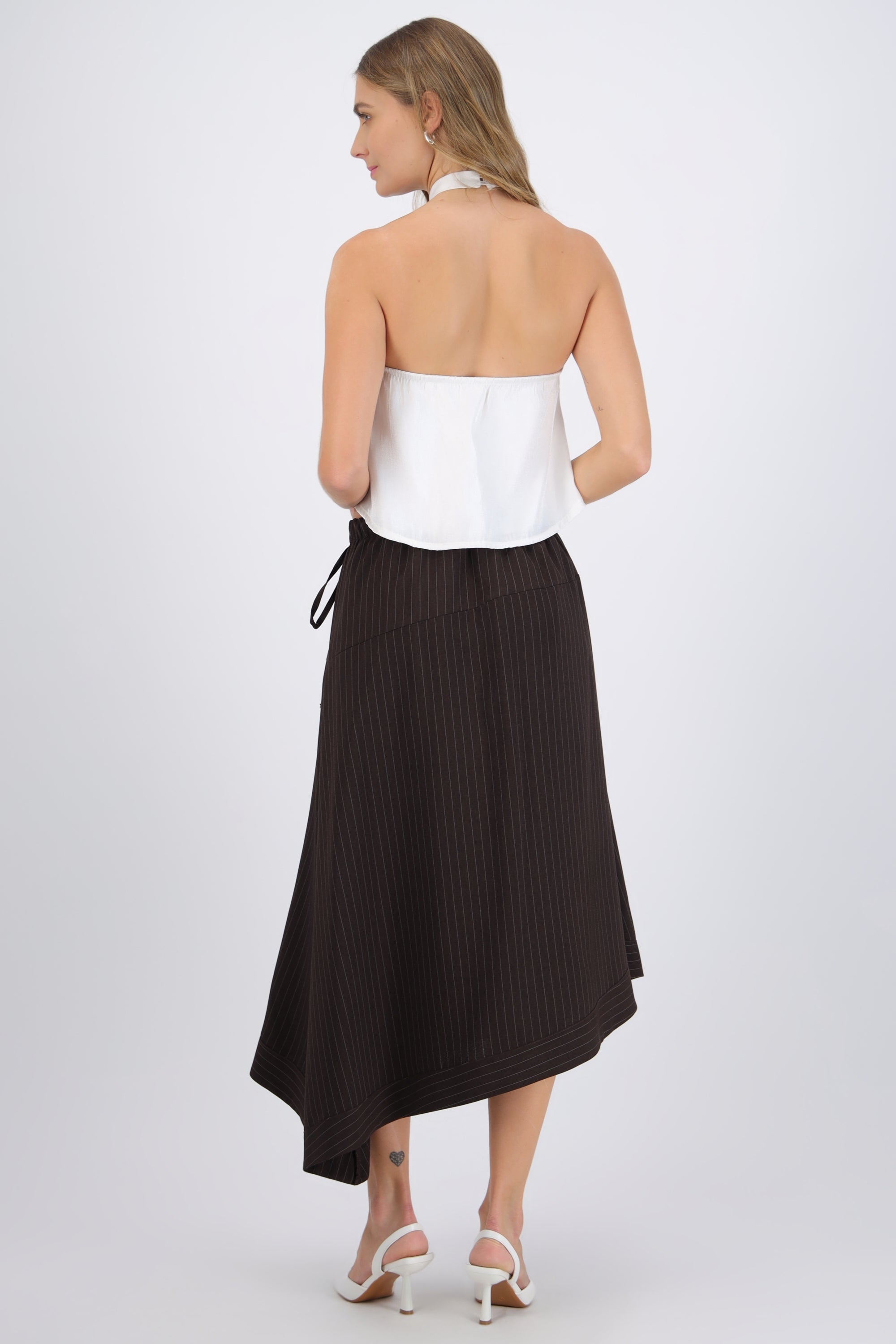 Falda midi asimetrica rayas