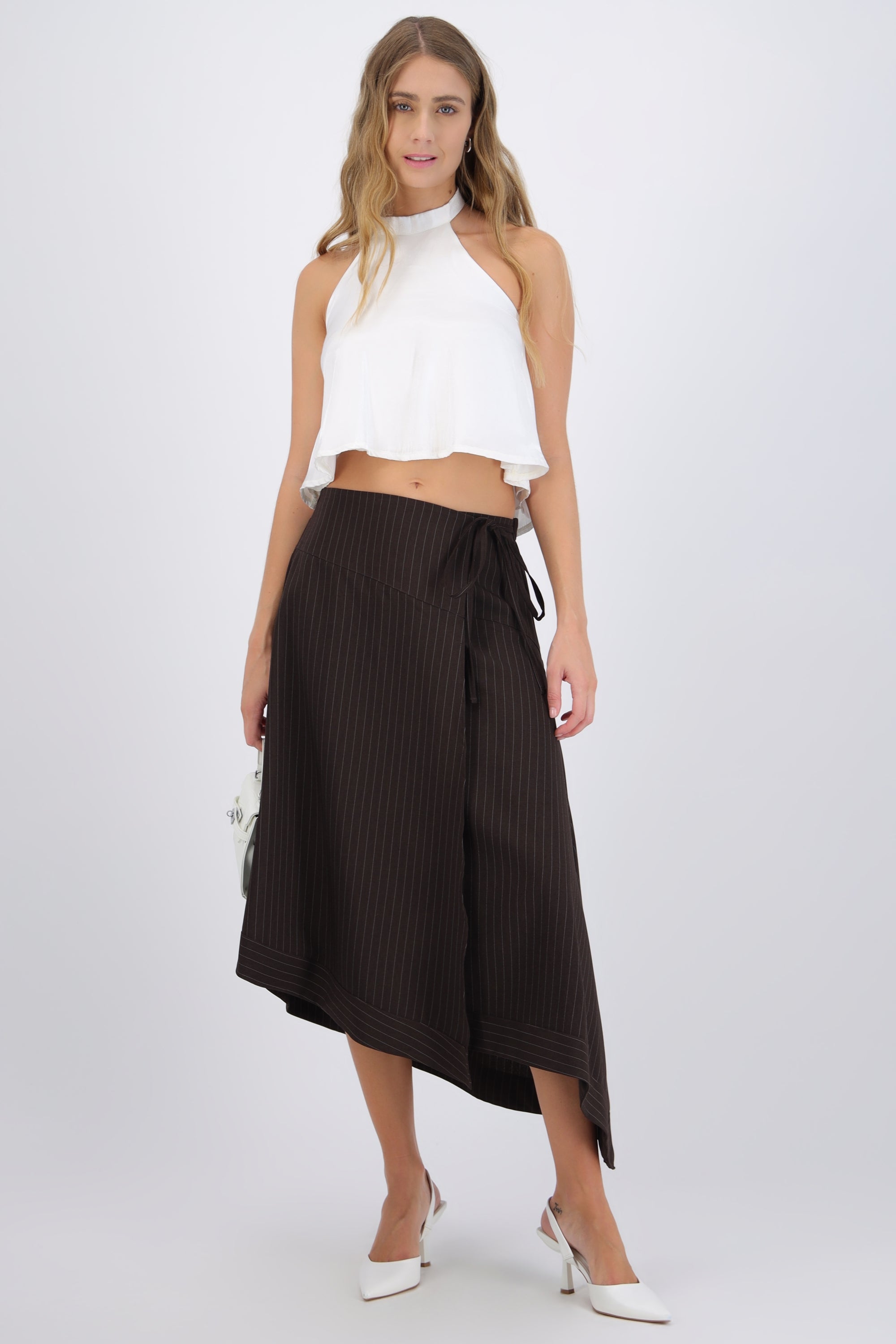 Falda midi asimetrica rayas