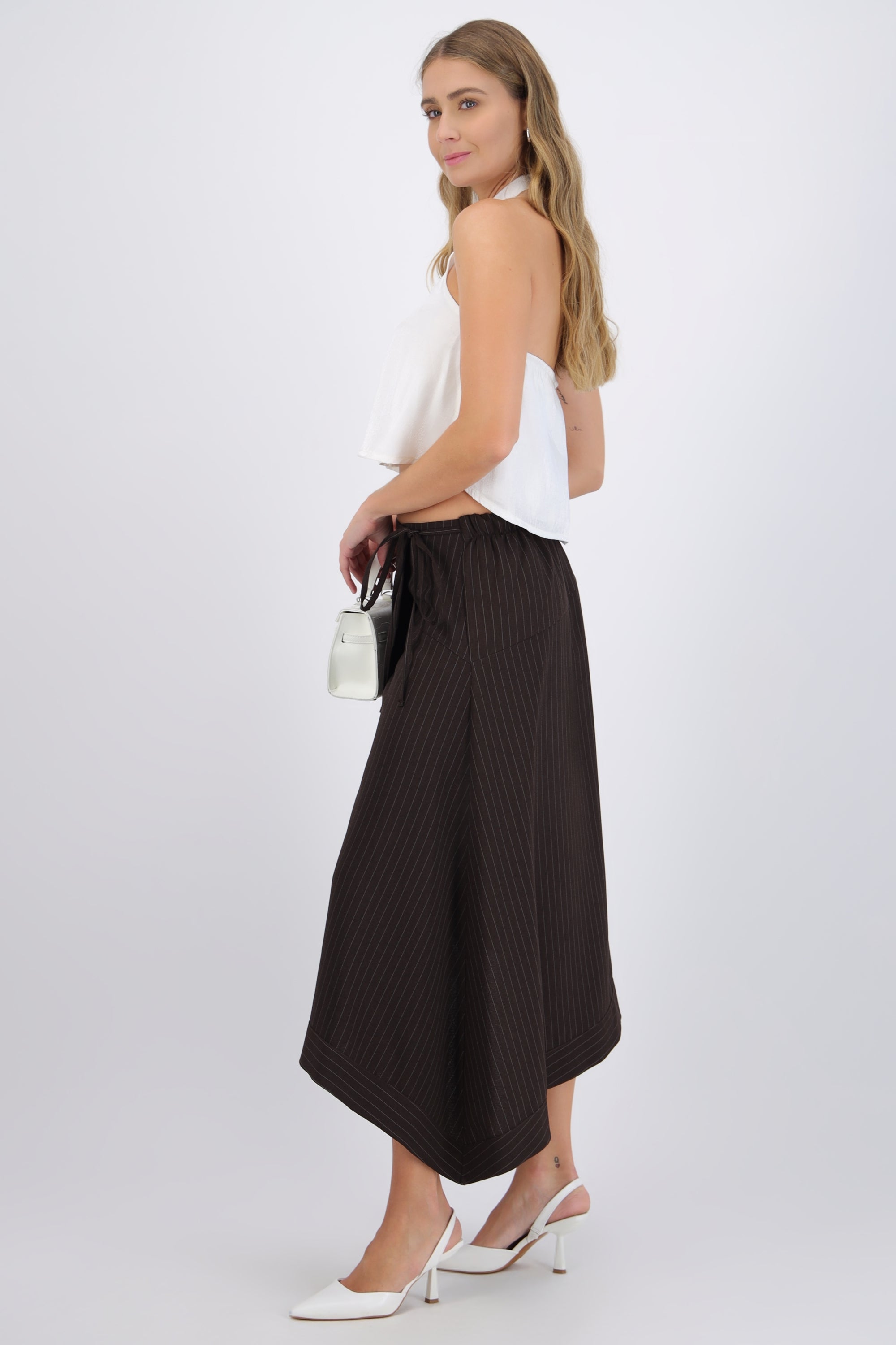 Falda midi asimetrica rayas