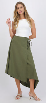 Falda midi asimetrica rayas