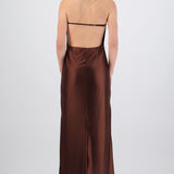 Vestido maxi escote cascada profundo