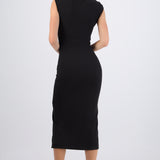 Vestido rib asimetrico detalle metalico