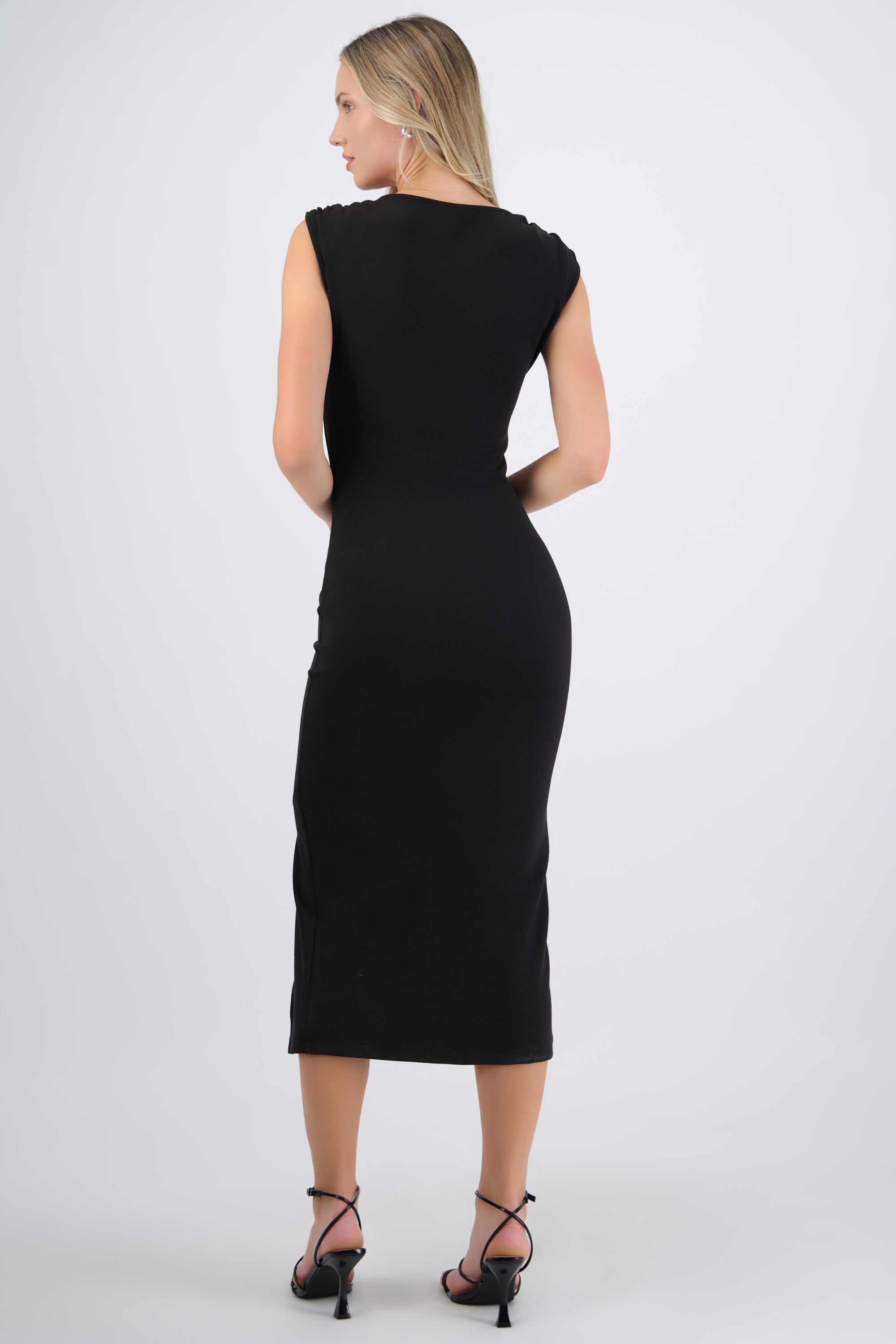 Vestido rib asimetrico detalle metalico