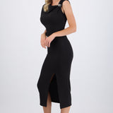 Vestido rib asimetrico detalle metalico
