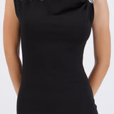 Vestido rib asimetrico detalle metalico
