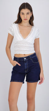 Blusa escote v detalle encaje