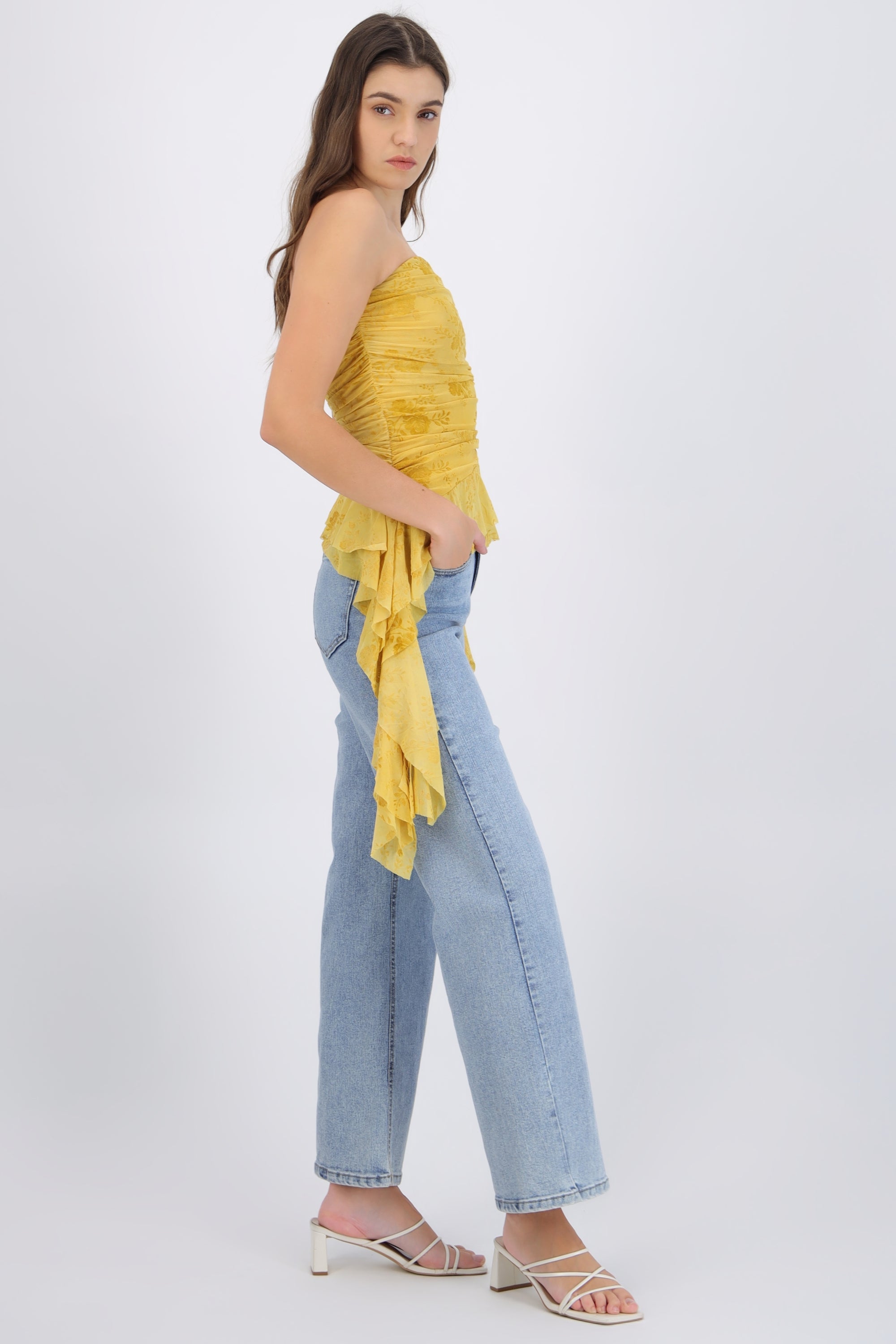 Top drapeado mesh flock