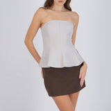 Top strapless peplum