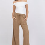 Pantalón liso suede detalle jareta