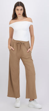 Pantalón liso suede detalle jareta
