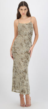 Vestido maxi animal print