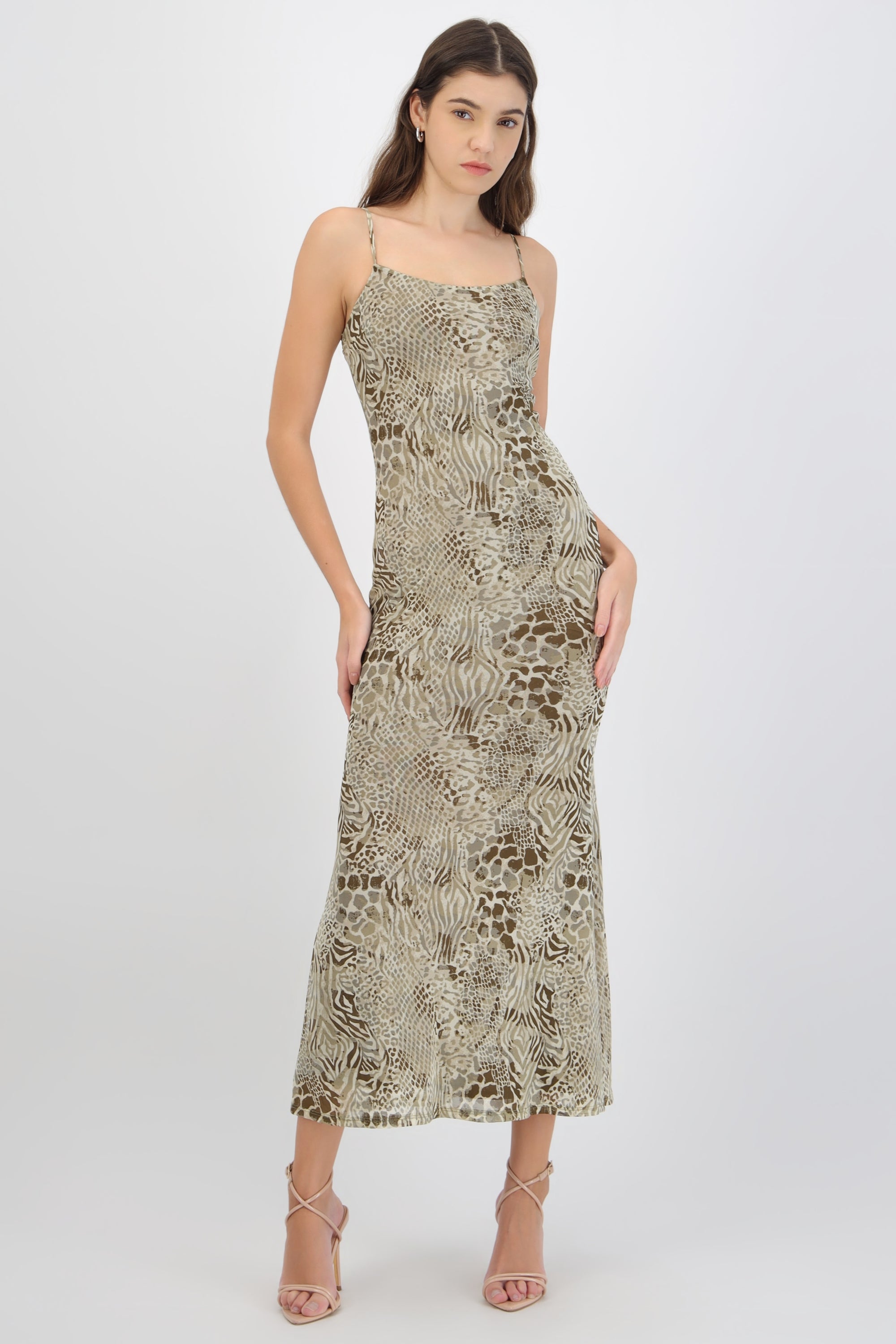 Vestido maxi animal print