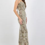 Vestido maxi animal print