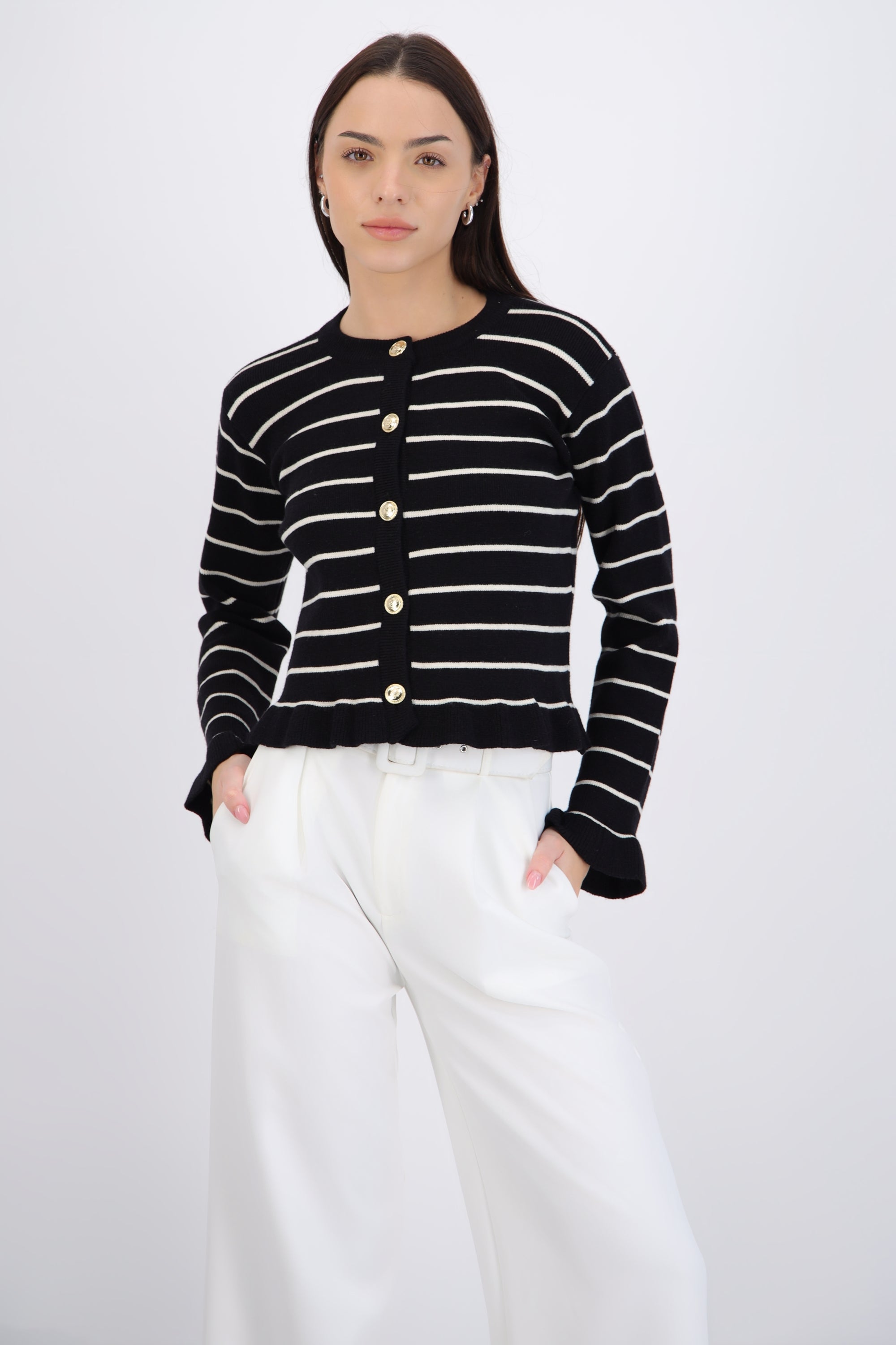 Cardigan rayas detalle olan
