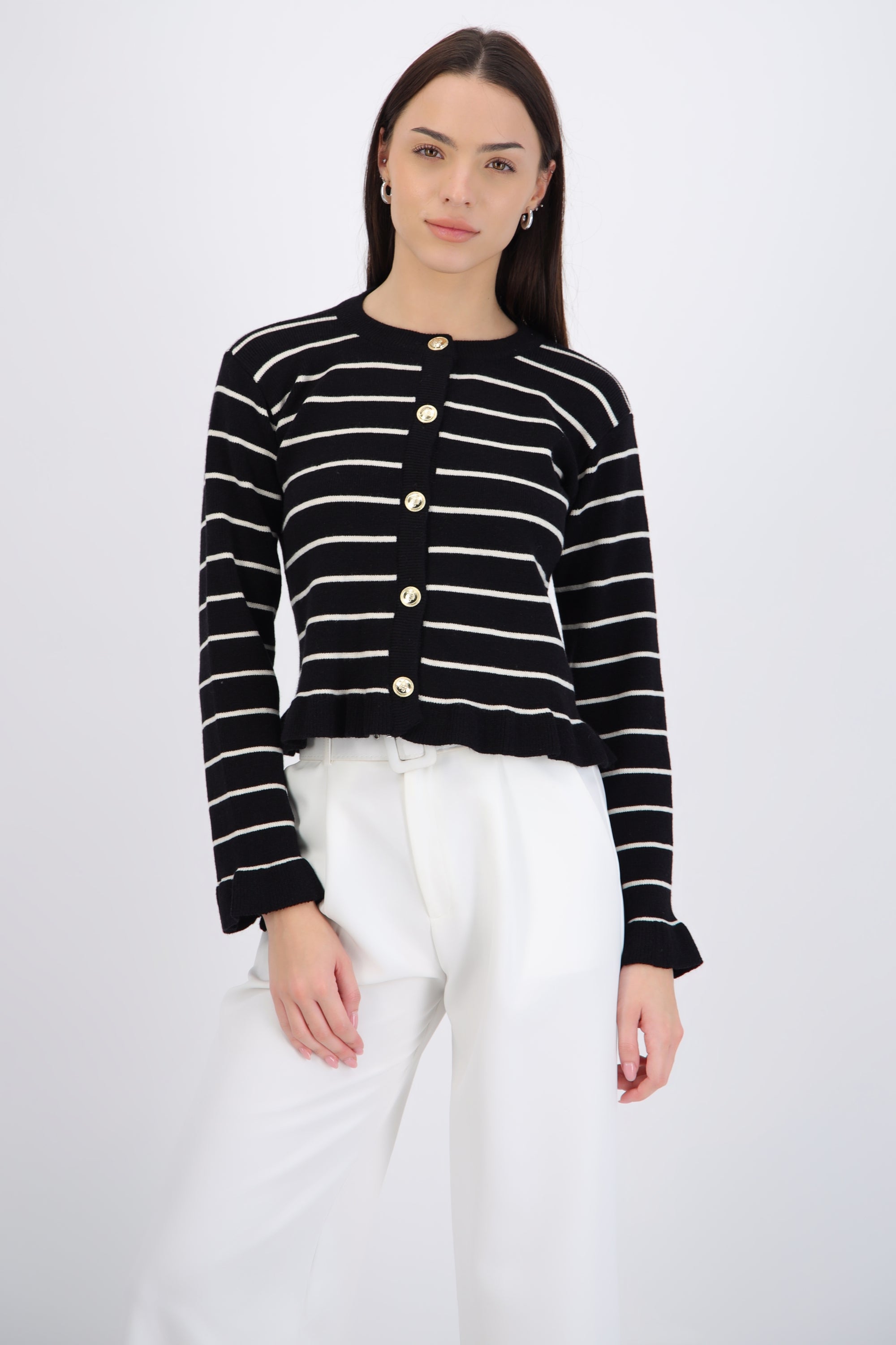 Cardigan rayas detalle olan