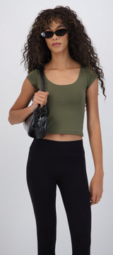 Top escote redondo manga corta