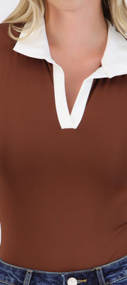 Body cuello polo contraste manga larga