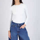 Body escote scoop manga larga