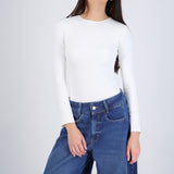 Body escote scoop manga larga