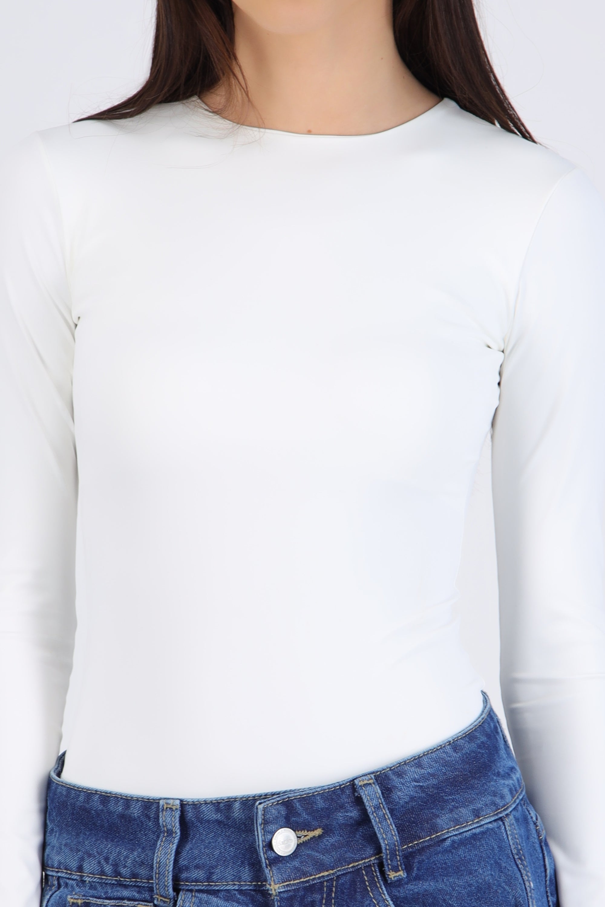 Body escote scoop manga larga