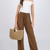 Pantalón con textura wide leg