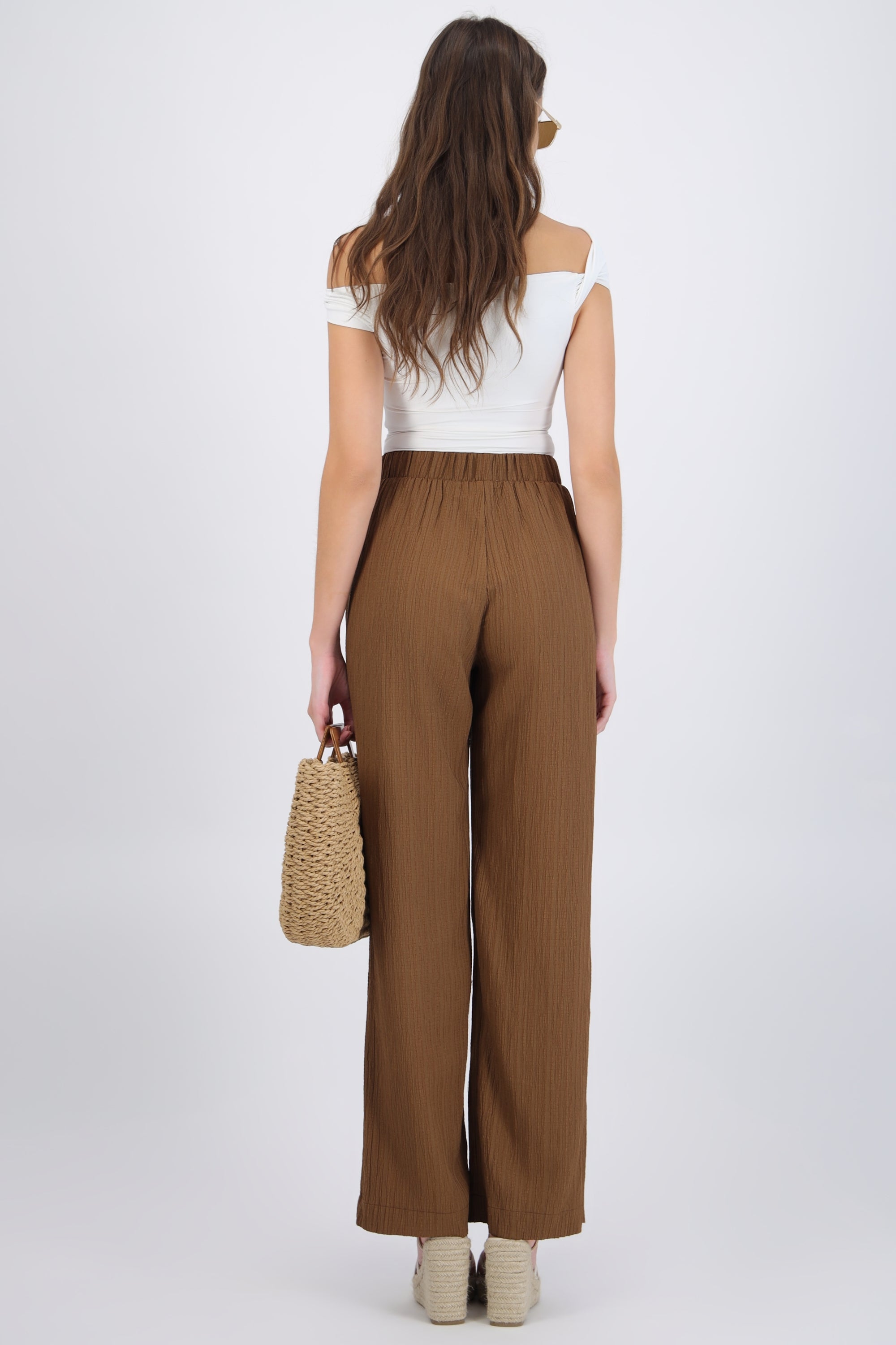 Pantalón con textura wide leg