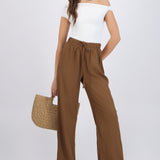 Pantalón con textura wide leg