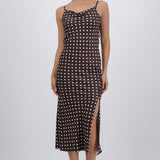 Vestido polka dots maxi de satin