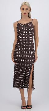 Vestido polka dots maxi de satin