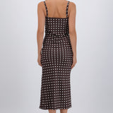 Vestido polka dots maxi de satin