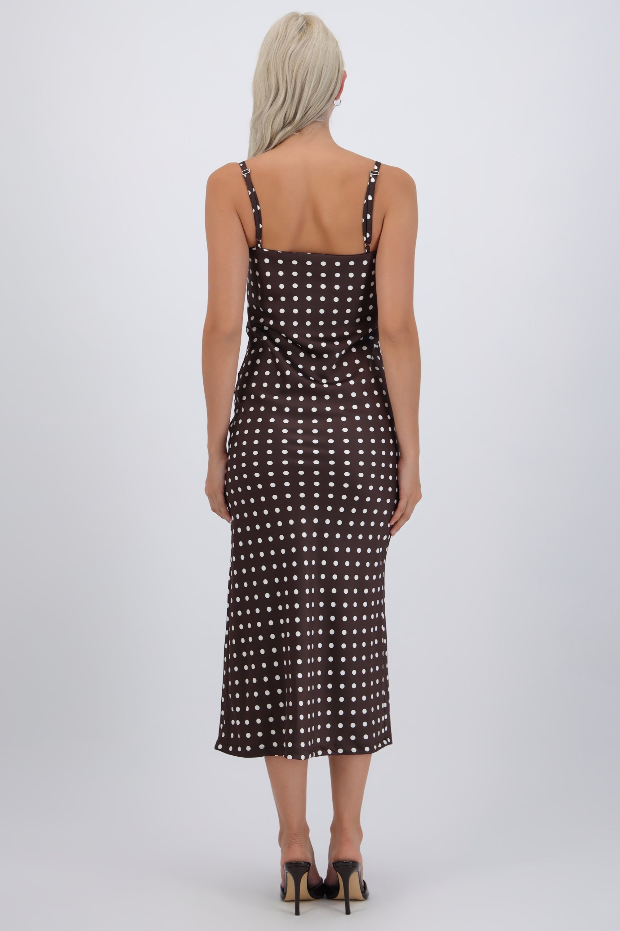 Vestido polka dots maxi de satin