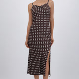 Vestido polka dots maxi de satin
