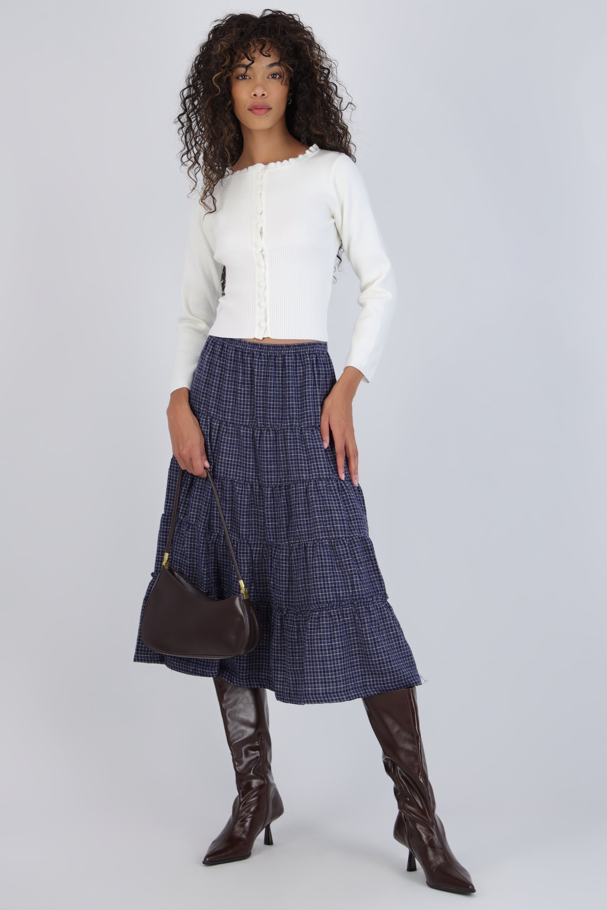 Falda maxi cuadros