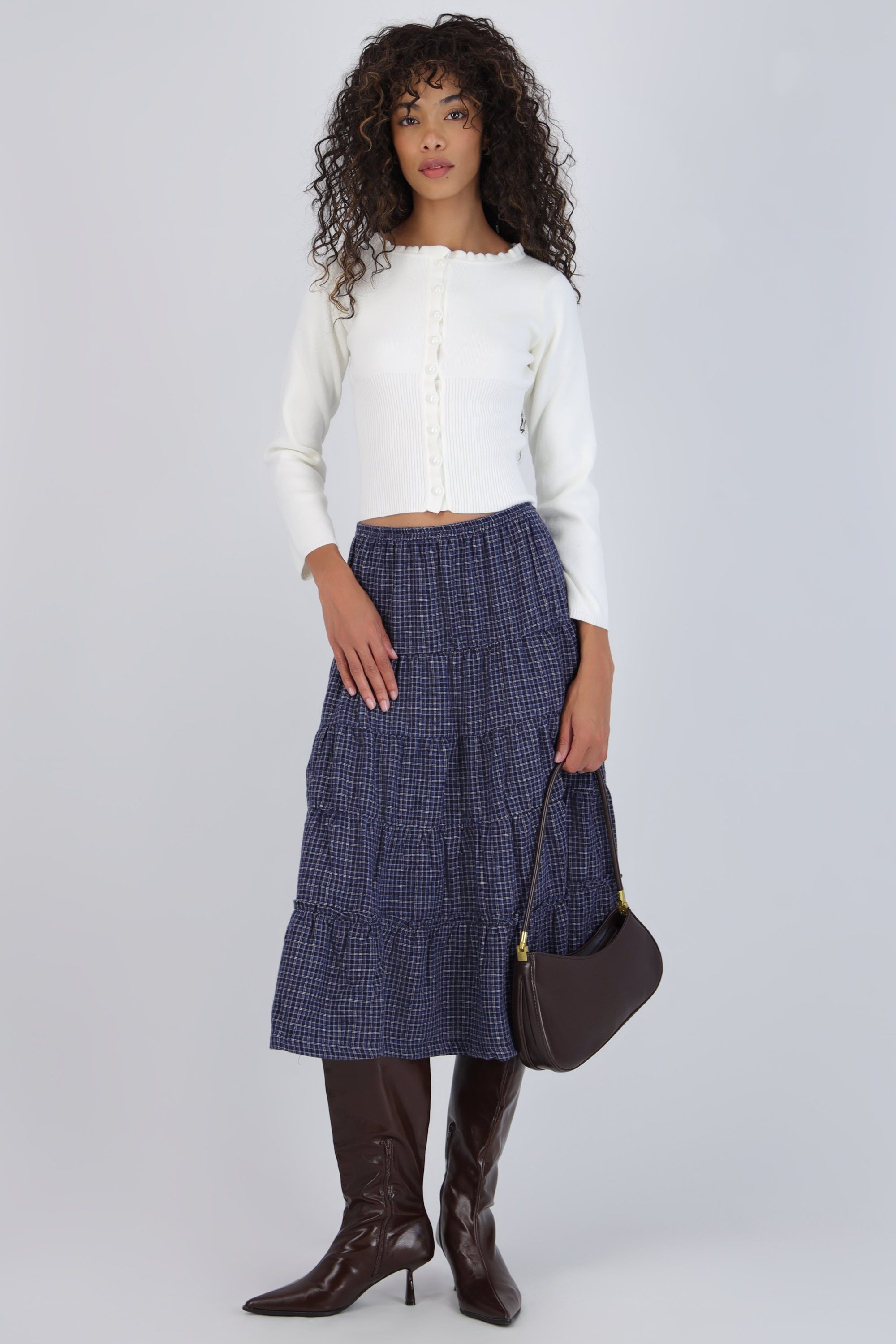 Falda maxi cuadros