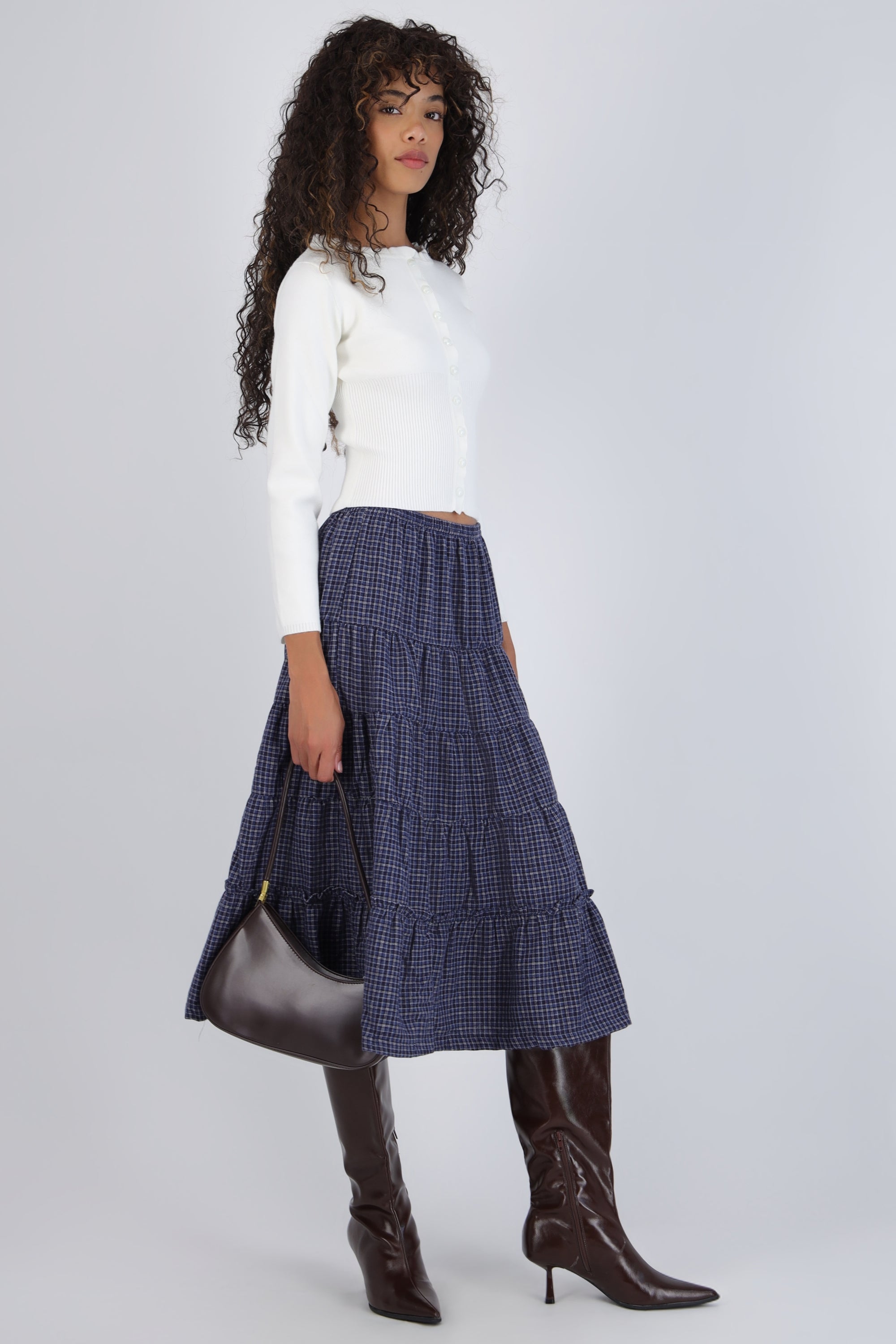 Falda maxi cuadros