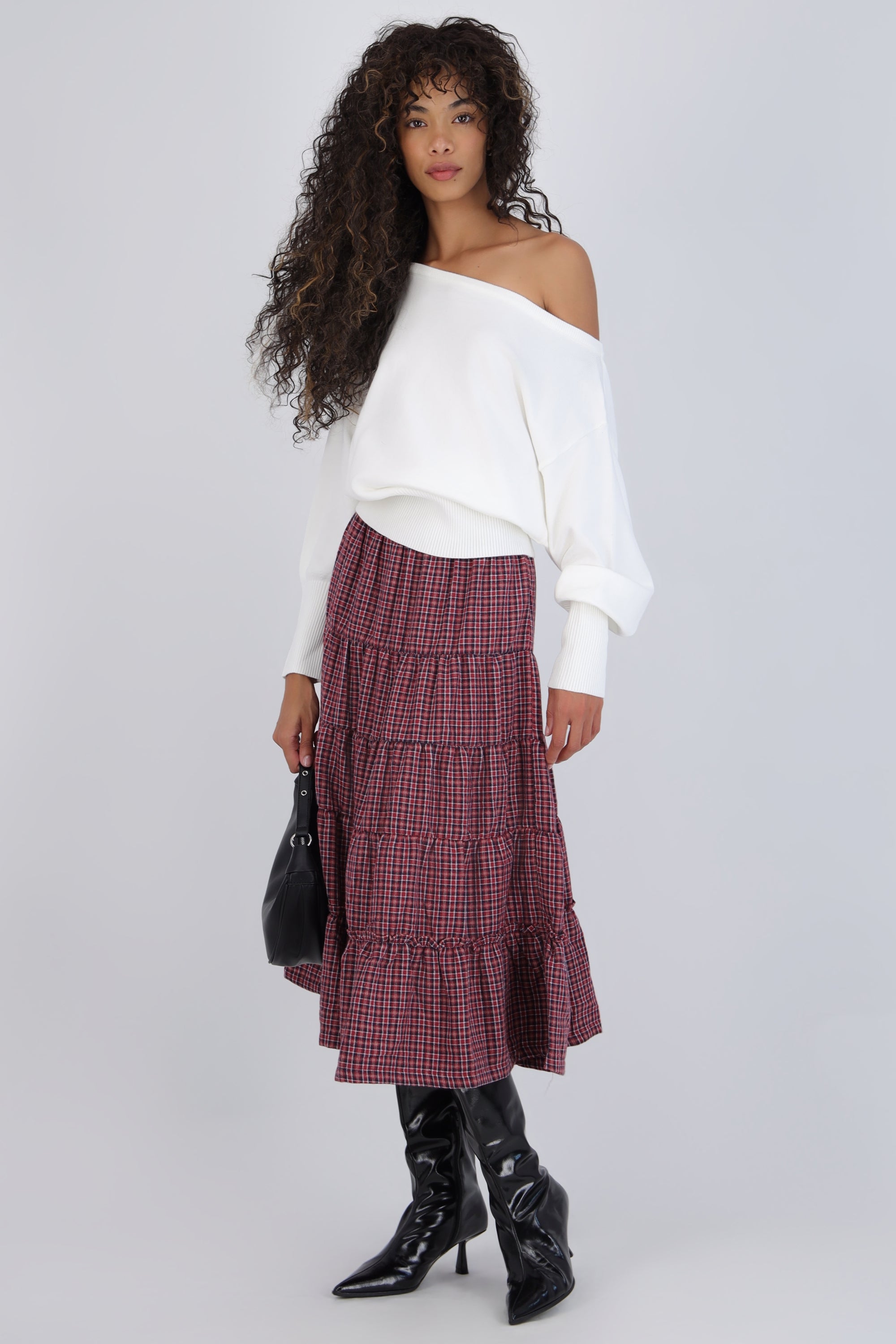Falda maxi cuadros