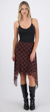 Falda asimetrica estampado cuadros