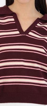 Suéter cuello rolo rayas
