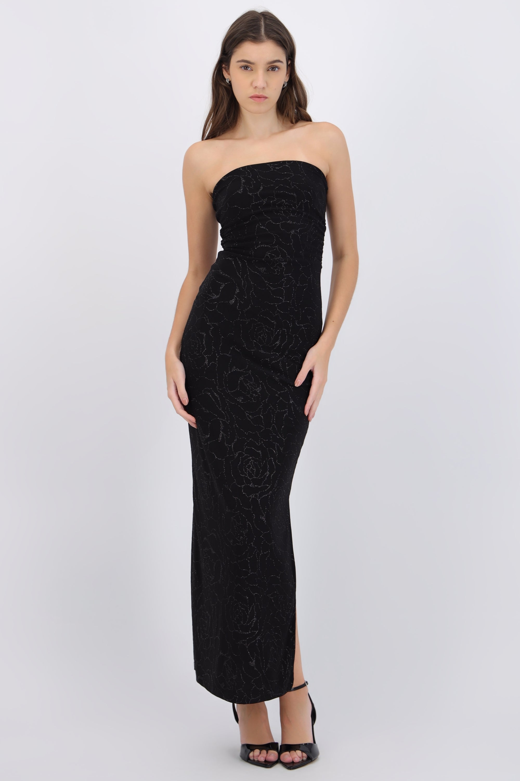 Vestido maxi detalle brillos