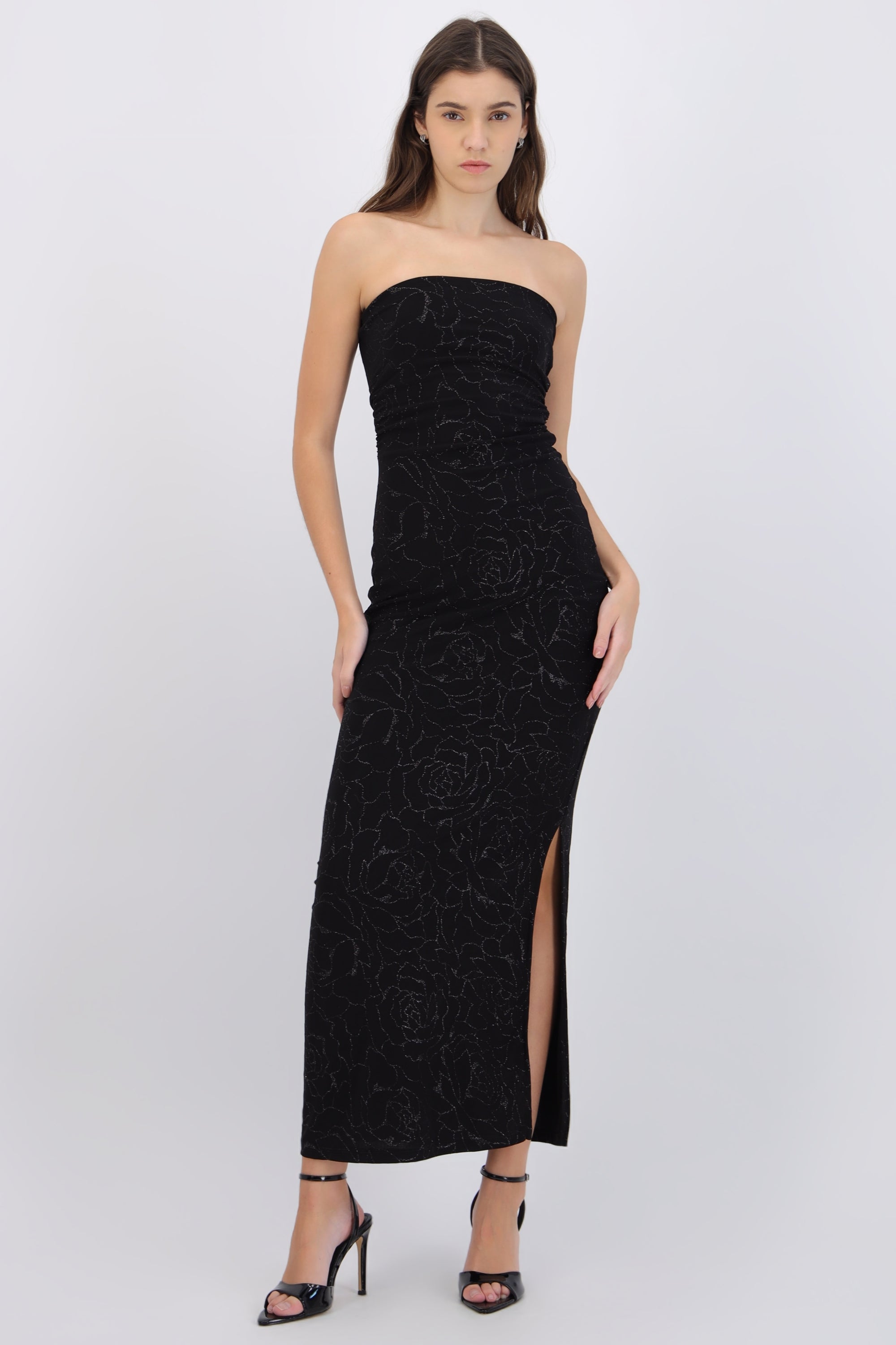 Vestido maxi detalle brillos