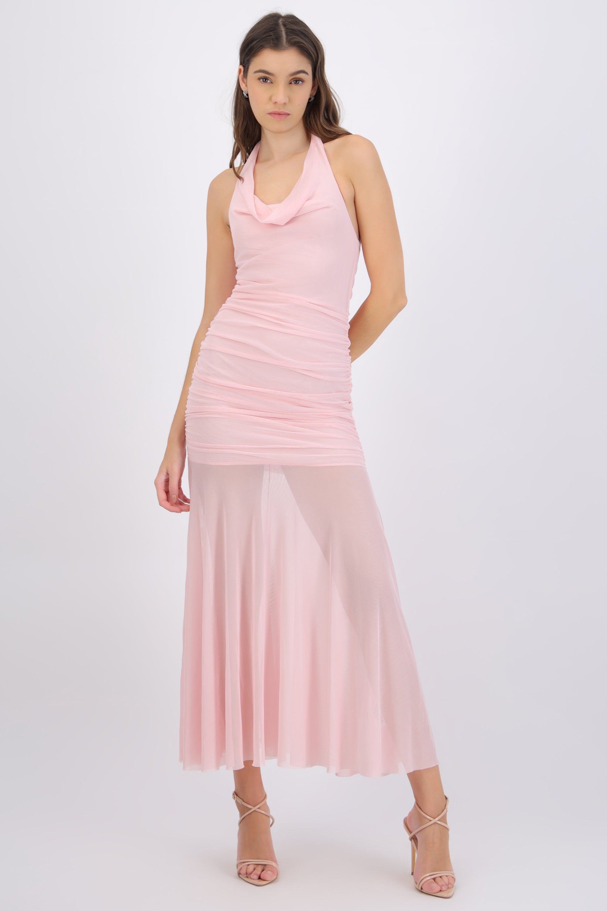 Vestido halter mesh