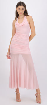 Vestido halter mesh