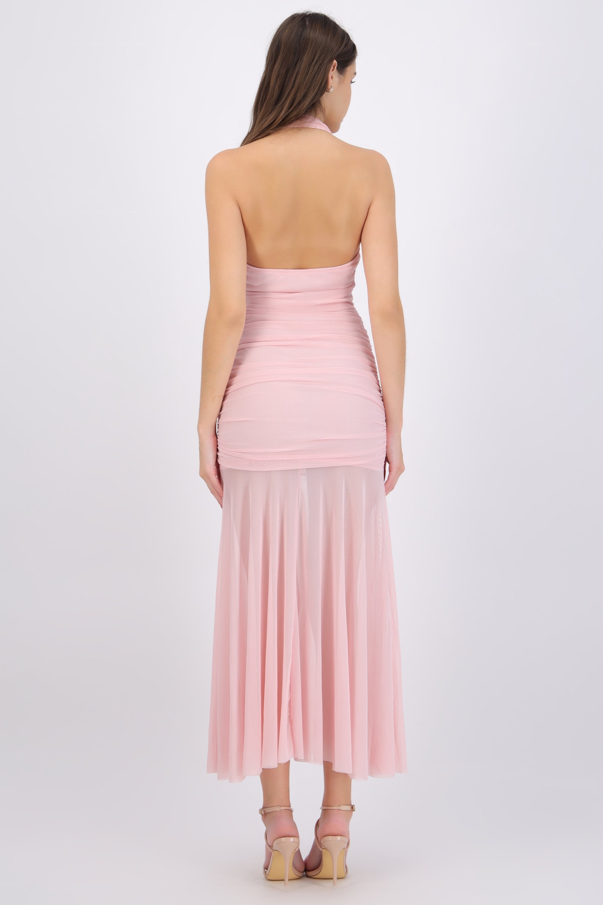 Vestido halter mesh