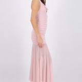 Vestido halter mesh
