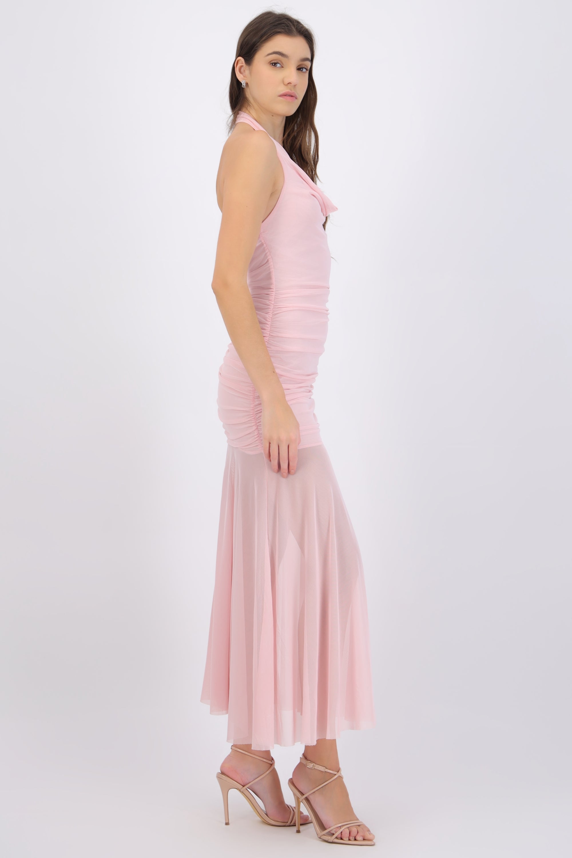 Vestido halter mesh