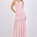 Vestido halter mesh