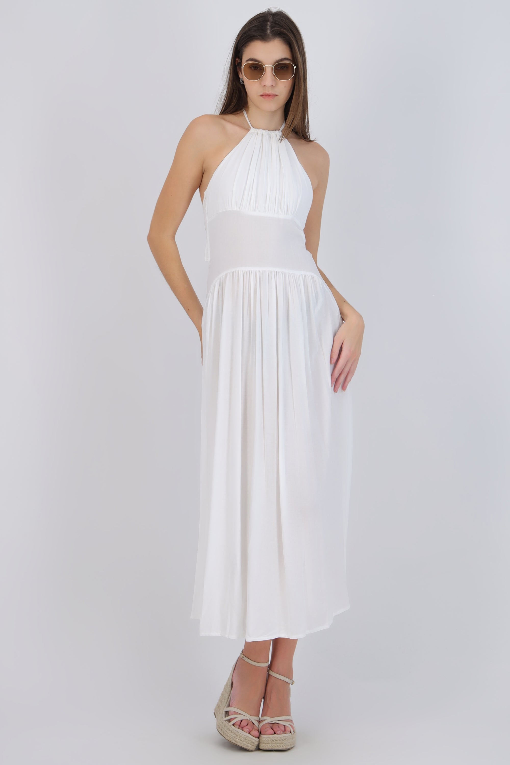 Vestido maxi halter nudo espalda