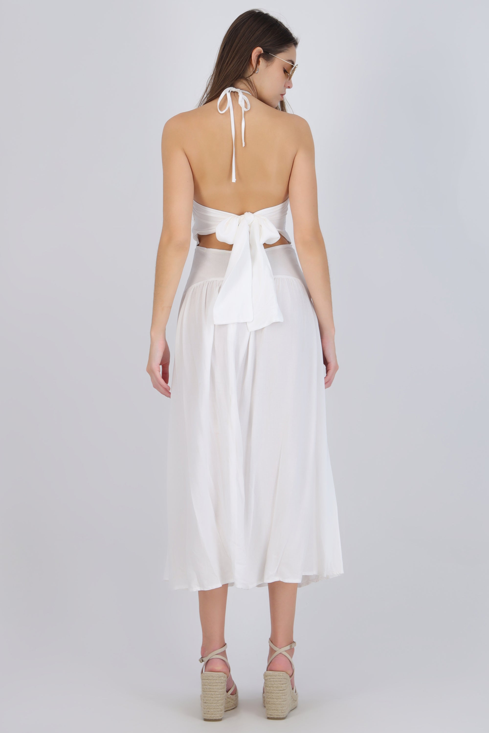 Vestido maxi halter nudo espalda