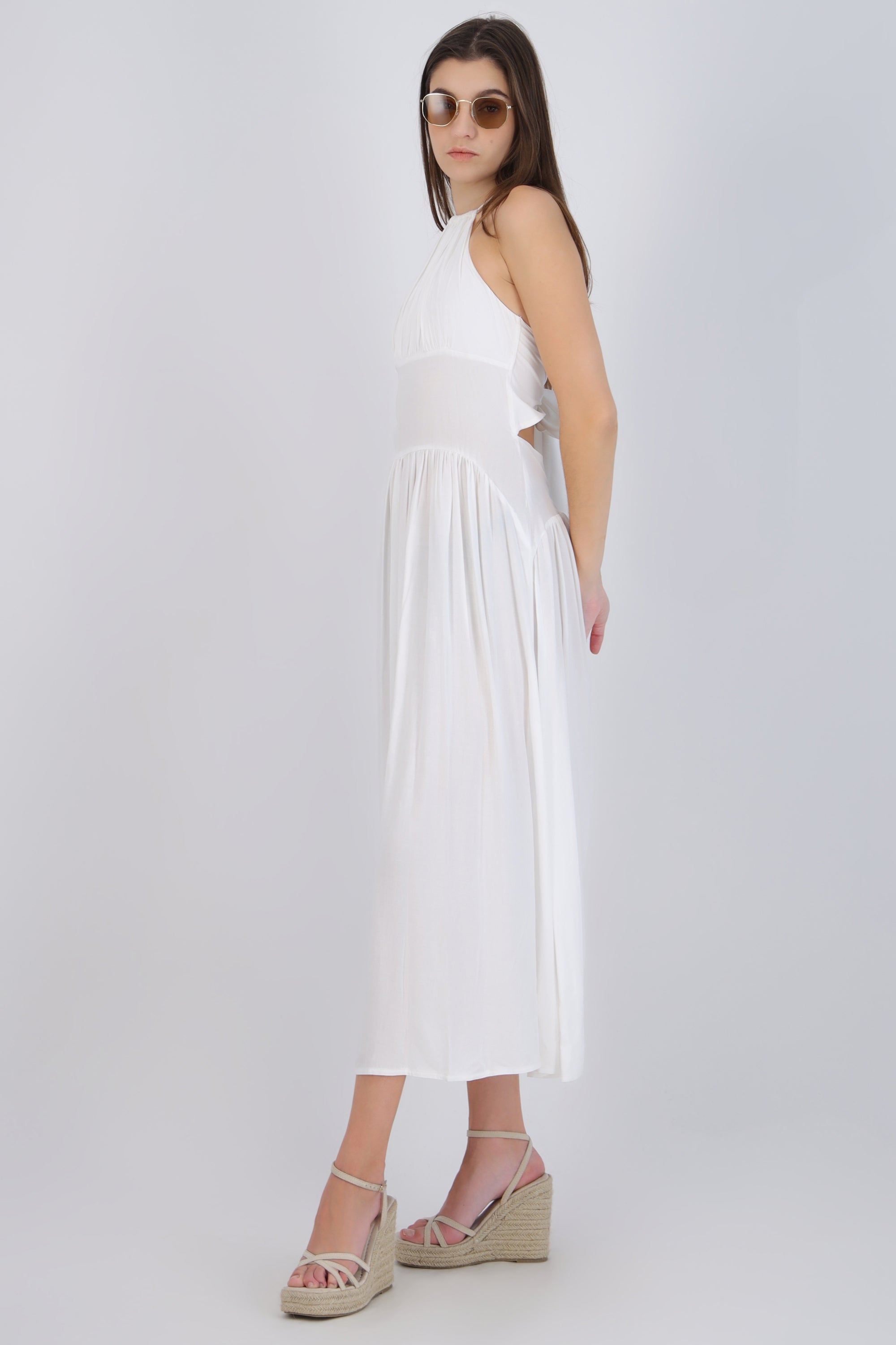 Vestido maxi halter nudo espalda